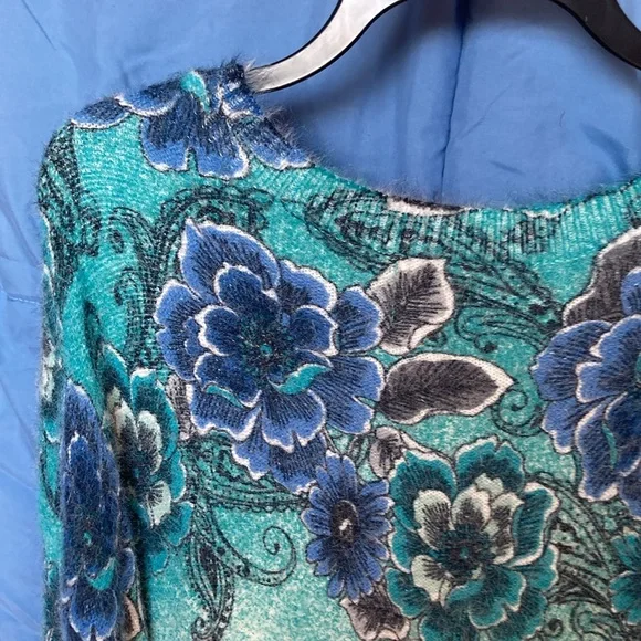 Relisted Ruby Rd sweater floral print ombré fuzzy pullover boho casual office 2X - Picture 8 of 17